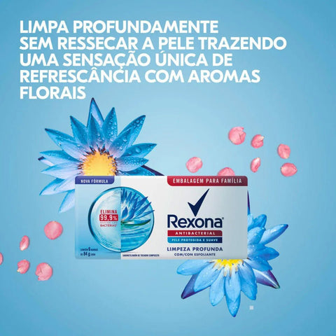 Sabonete Corporal Rexona Antibacterial Limpeza Profunda, Barra, 6 Unidades Com 84G Cada