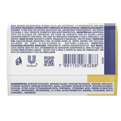 Sabonete Corporal Rexona Antibacterial Multivitaminas, Barra, 1 Unidade Com 84G