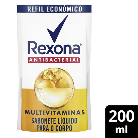 Sabonete Corporal Rexona Antibacterial Multivitaminas, Líquido, Refil, 1 Unidade Com 200Ml