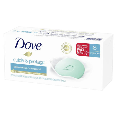 Sabonete Dove Cuida & Protege Antibacteriano, Barra, 6 Unidades Com 90G Cada, Leve Mais Pague Menos