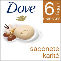 Sabonete Dove Delicious Care Karité e Baunilha, Barra, 6 Unidades Com 90G Cada