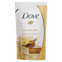 Sabonete Dove Delicious Care Karité e Baunilha, Refil, Líquido, 1 Unidade Com 200Ml