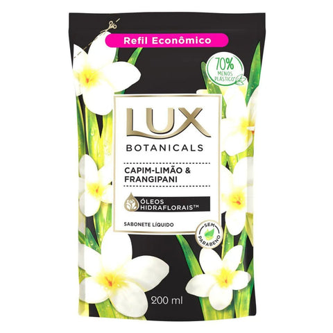 Sabonete Lux Botanicals Capim-Limão e Frangipani, Refil, Líquido Com 200Ml