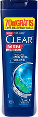 Shampoo Anticaspa Clear Men Ice Cool Menthol 400Ml