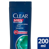Shampoo Anticaspa Clear Men Limpeza Diária 2 Em 1 - 200Ml