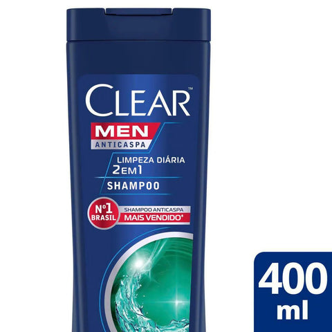 Shampoo Anticaspa Clear Men Limpeza Diária 2 Em 1 - 400Ml