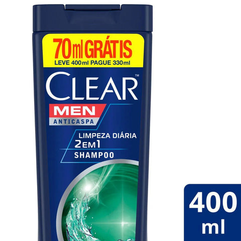 Shampoo Anticaspa Clear Men Limpeza Diária 2 Em 1 - Leve 400Ml Pague 300Ml