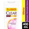 Unilever Shampoo Clear Anticaspa Hidracao Intensa Leve 400 Pague 330 Ml